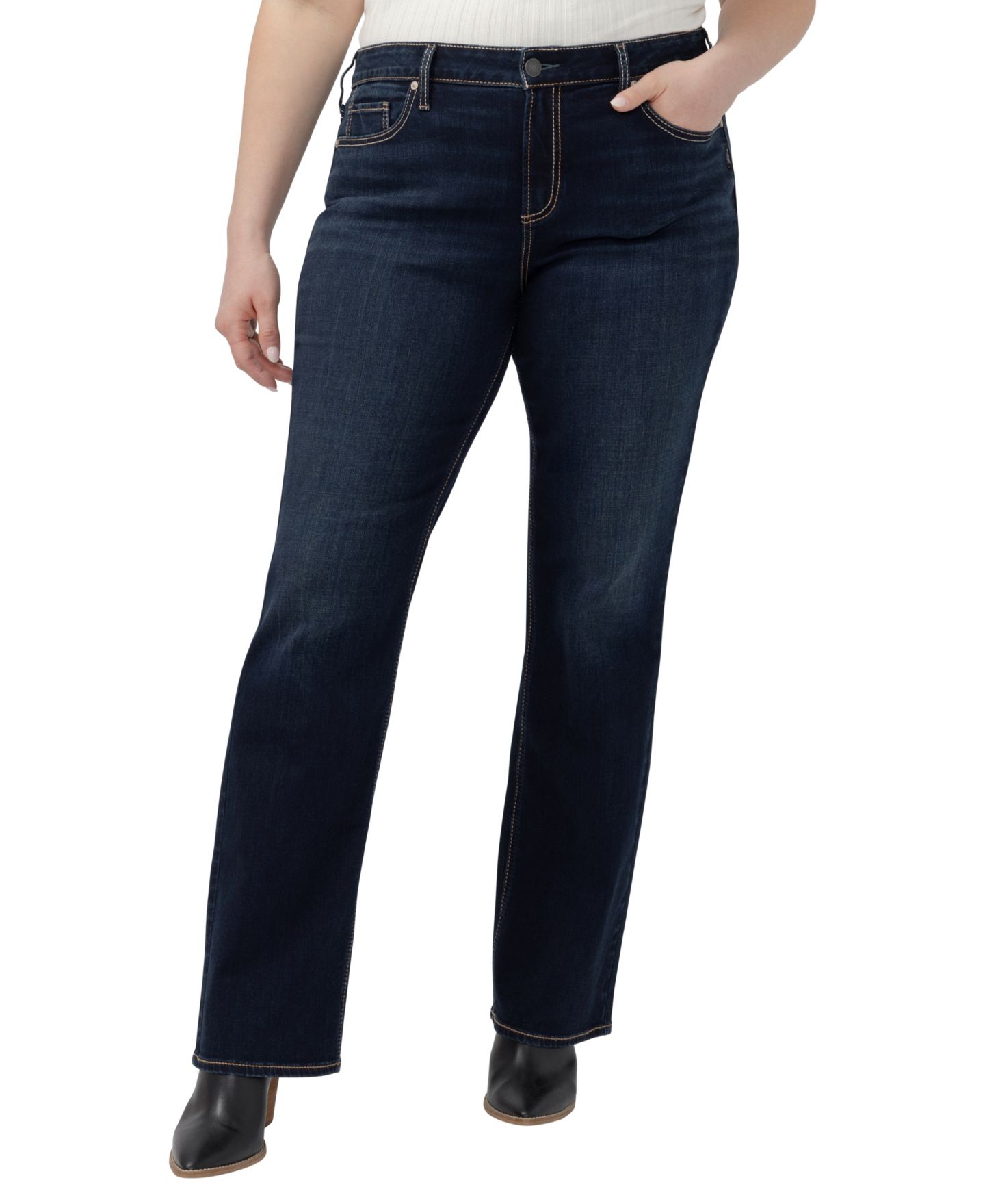 Женские джинсы Silver Jeans Co. Plus Size Suki Curvy Fit Slim Bootcut, цвет: Noel — фото 1