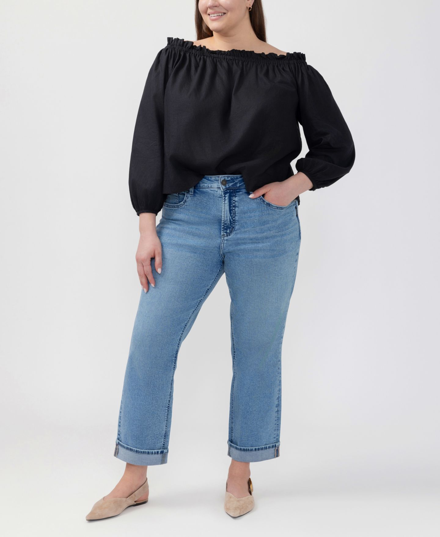 Женские джинсы Silver Jeans Co. Plus Size Avery High-Rise Straight, цвет: Bluebelle — фото 2