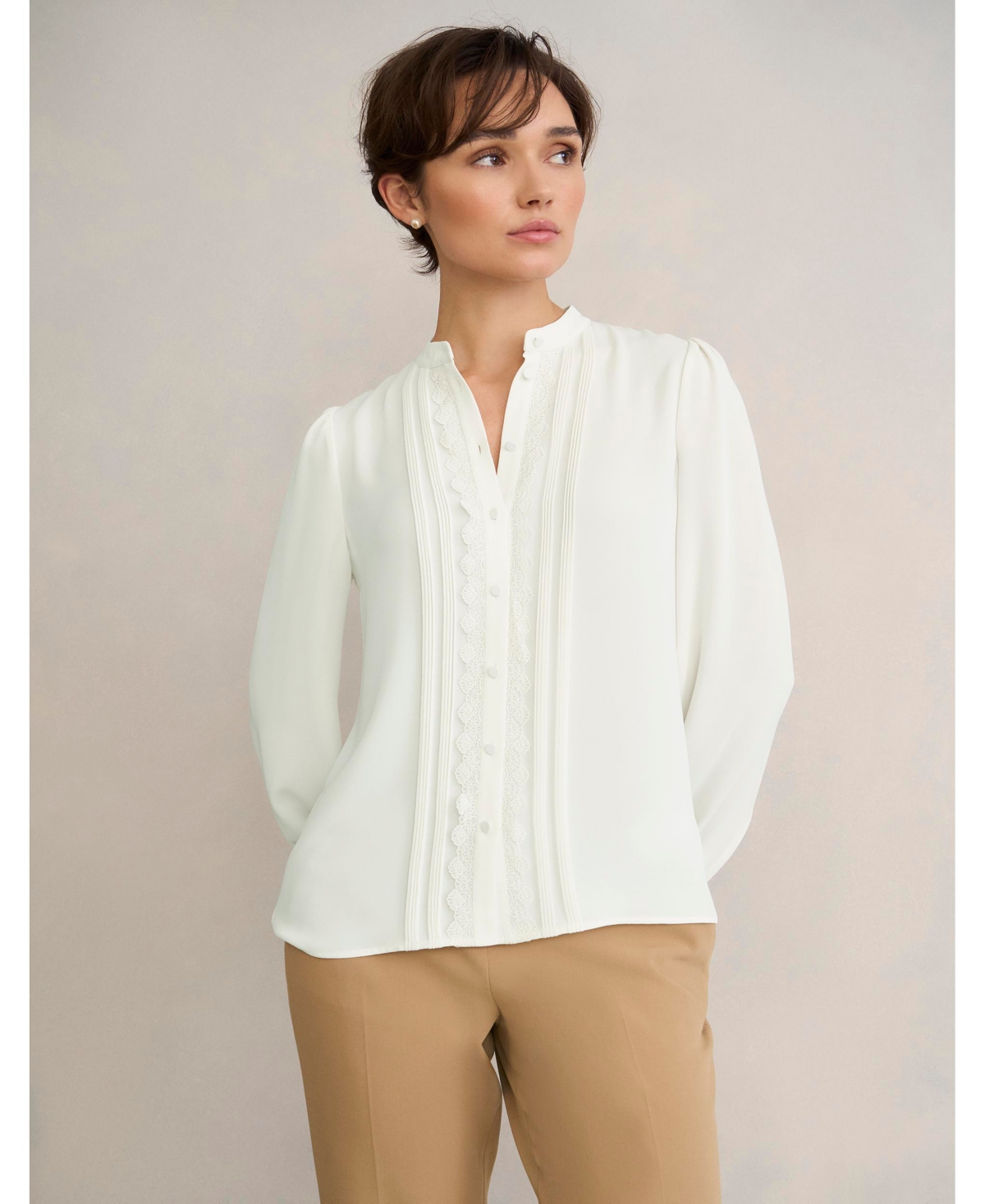 Hobbs London Women's Dominica Lace Trim Blouse