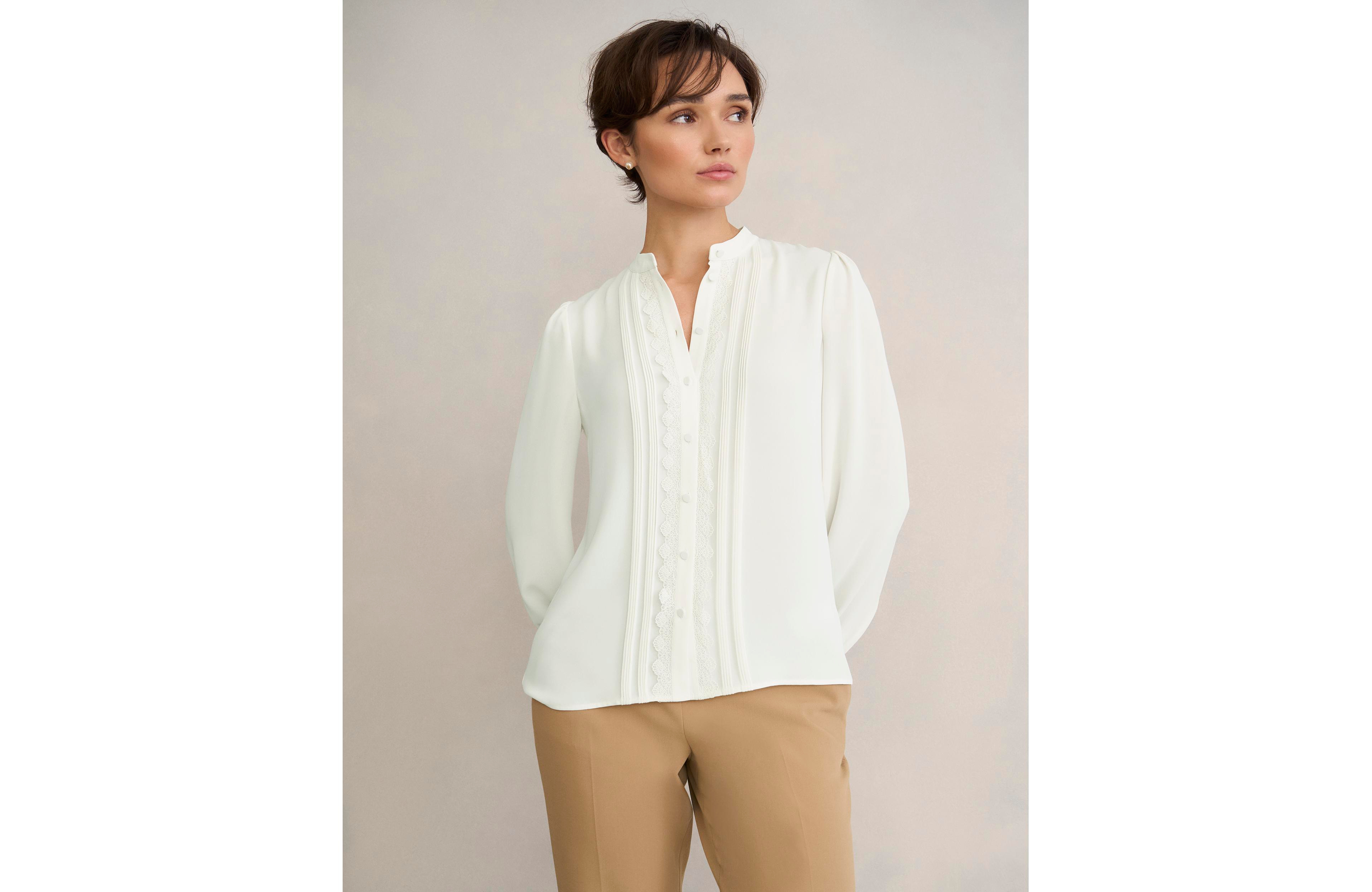 Hobbs London Women's Dominica Lace Trim Blouse