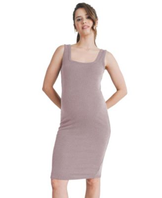 Women's Ribbed Knit Bodycon Maternity Tank Dress