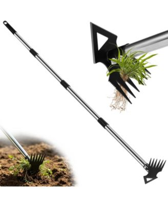 Weed Puller Long Handle Manual Weeder Remover Rake Hoe Garden Tool