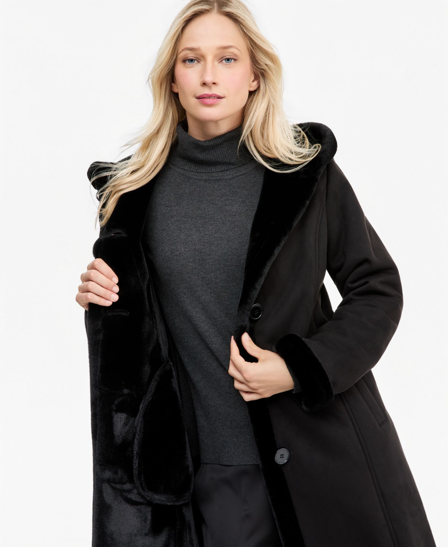 Women's Maxi Faux Shearling Coat