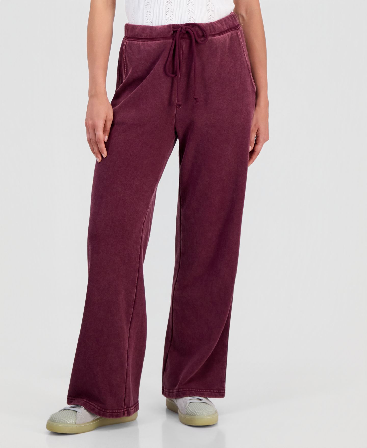 Женские брюки And Now This Petite French Terry Wide-Leg, цвет: Зимний винный — фото 3