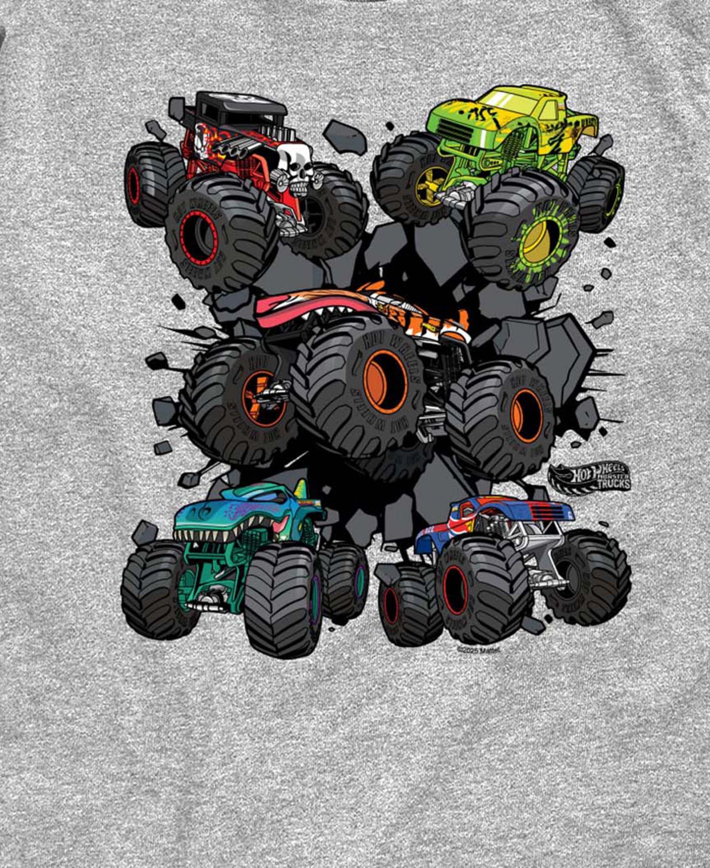 Футболка Hot Wheels Monster Truck Grids Youth Short-Sleeve Graphic для мальчиков, цвет: Меланжевый — фото 3