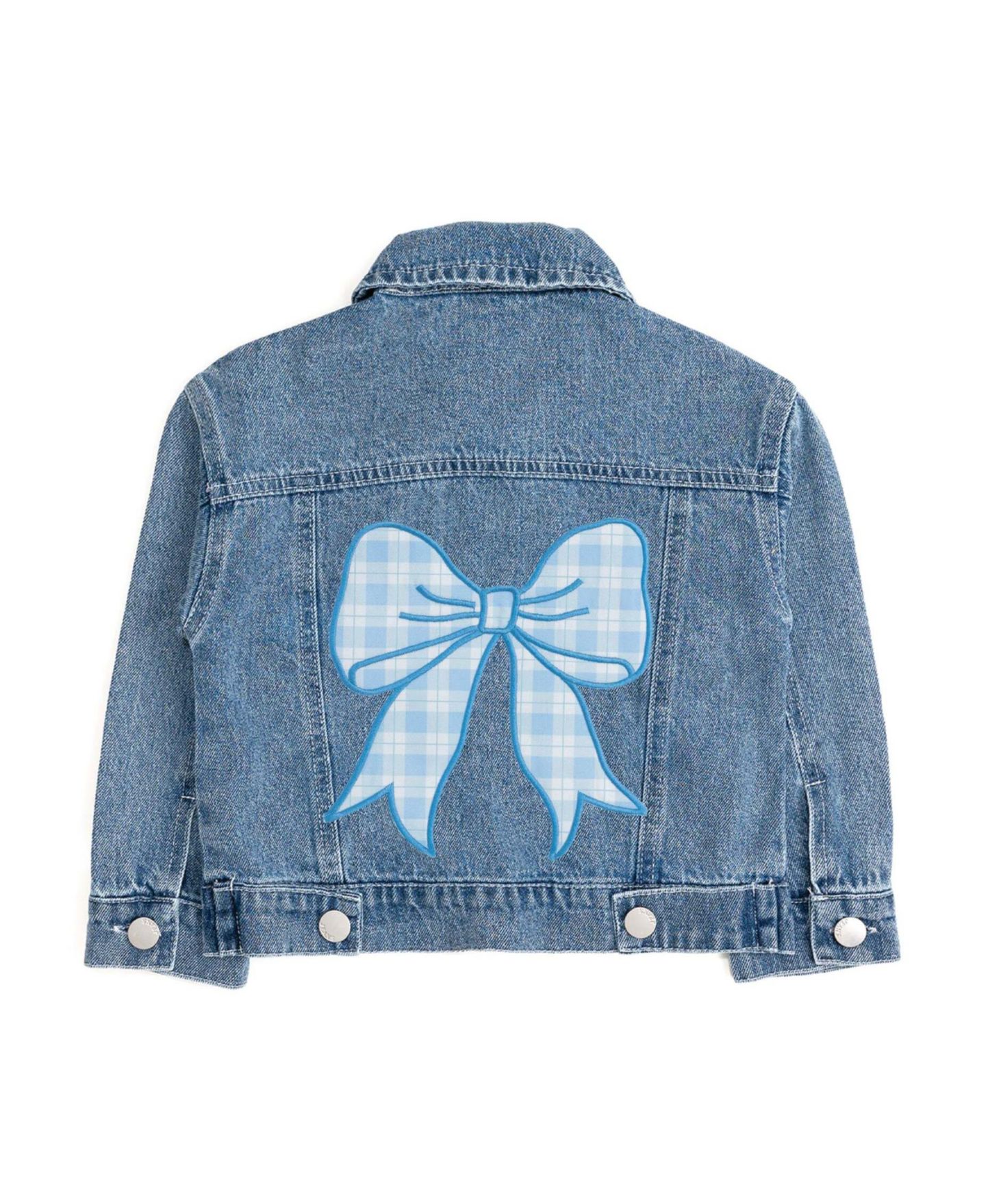 Куртка Sweet Wink Blue Plaid Bow Patch Denim для девочек, цвет: Джинсовый — фото 1