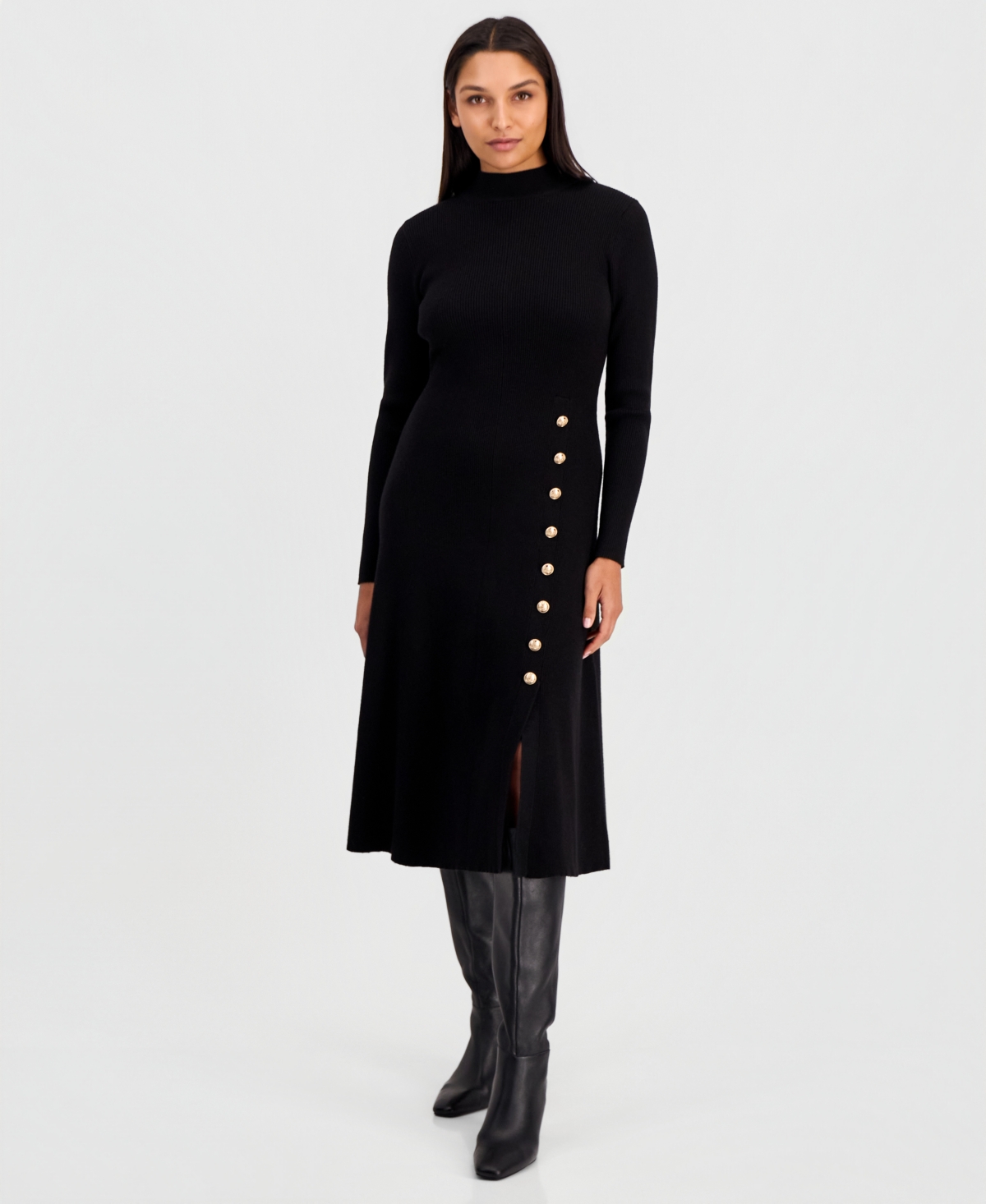 Elie Tahari Women's Adhara Mock Neck Midi Sweater Dress