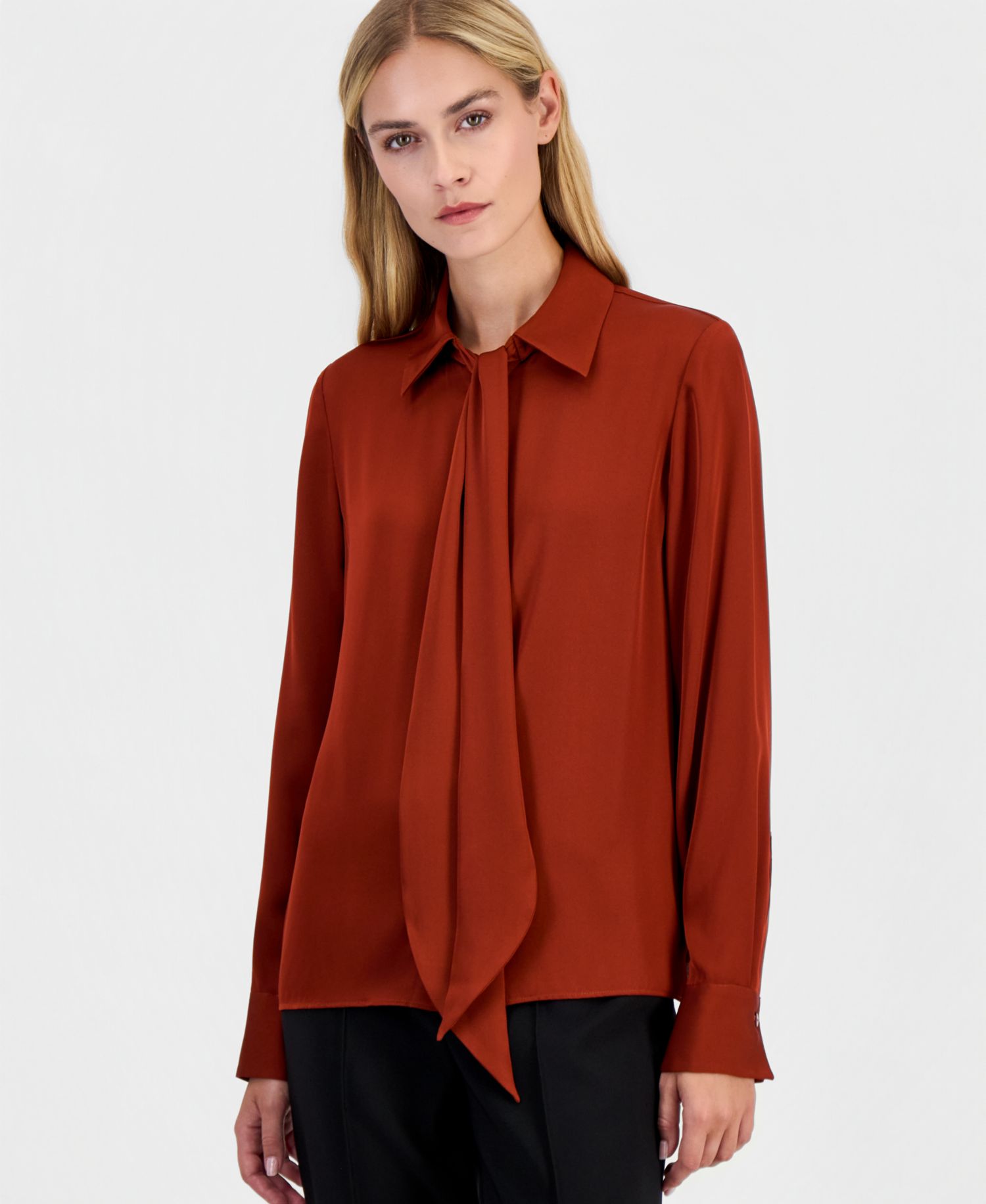 Women's Solana Long-Sleeve Button-Down Silk-Blend Blouse