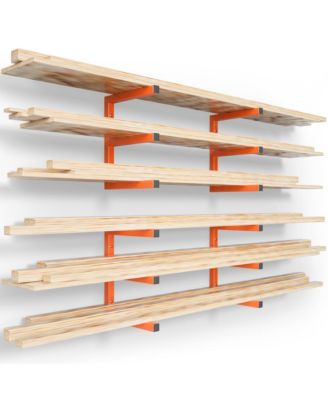 Wood Lumber Rack Wall Mount 6-Level Metal Storage Organizer