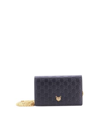 Crystal Cat Wallet on Chain Guccissima Leather