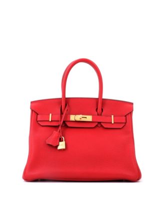 Birkin 30 Handbag Red Clemence with Gold Hardware