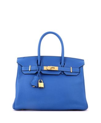 Birkin 30 Handbag Blue Clemence with Gold Hardware