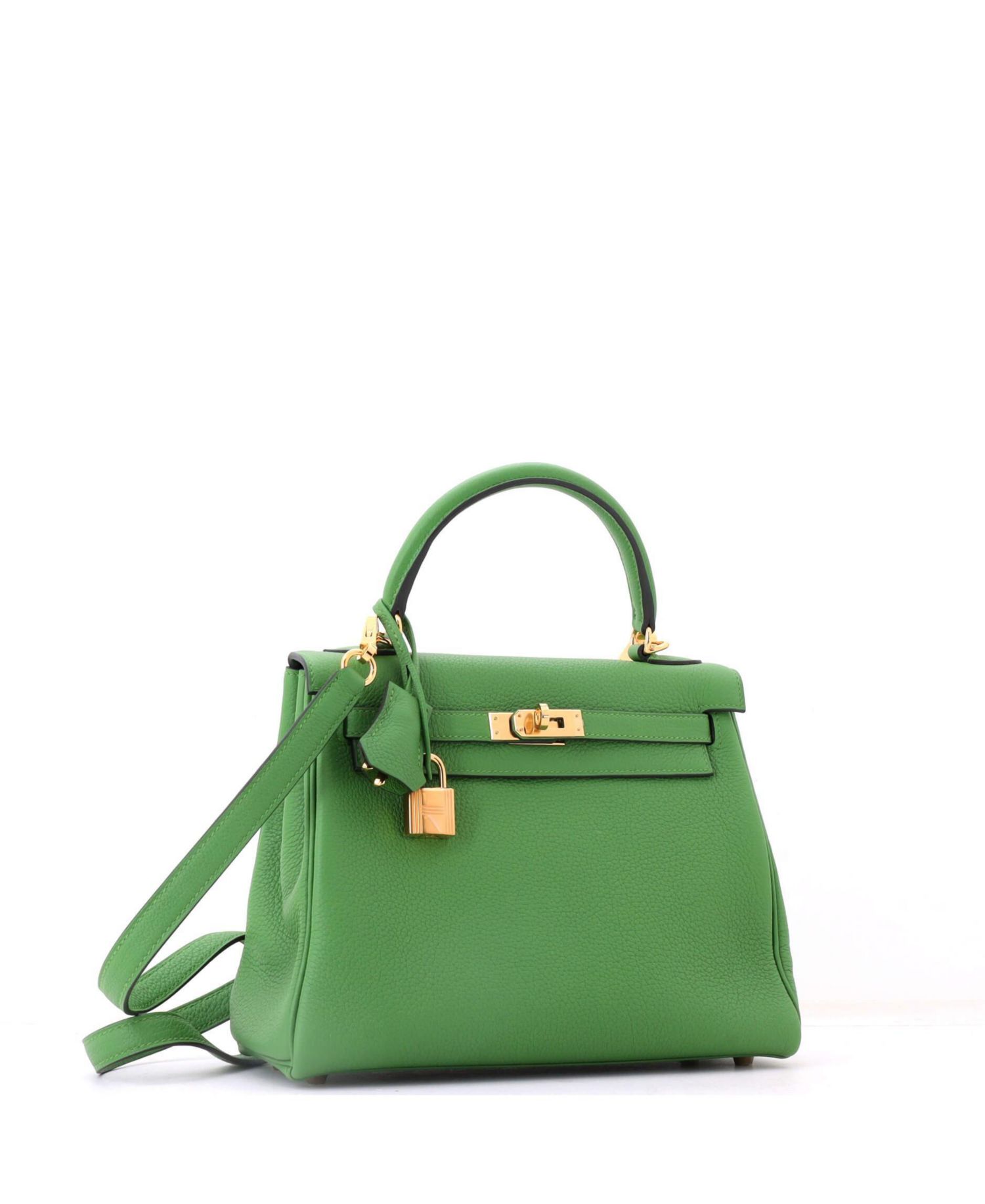 Kelly 25 Handbag Green Togo with Gold Hardware