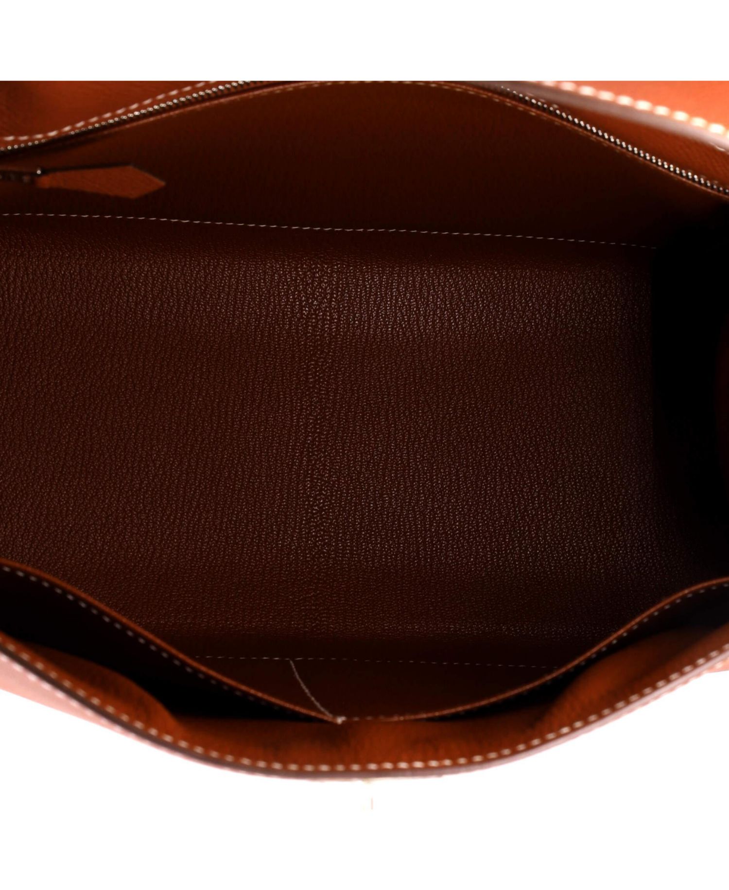 Kelly 28 Handbag Brown Epsom with Palladium Hardware