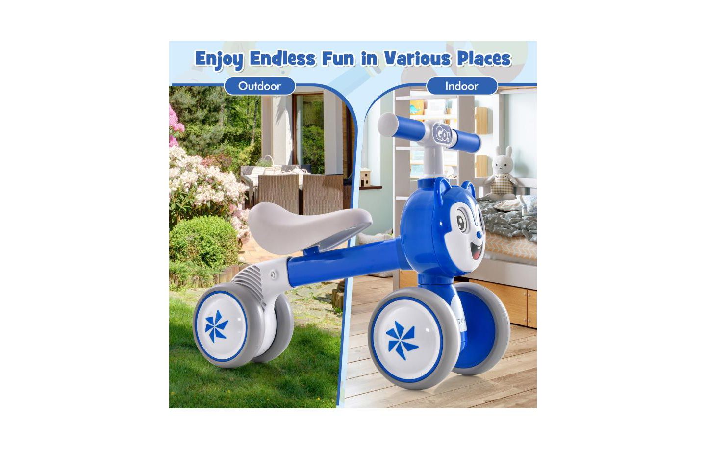 Детская игрушка Slickblue Lightweight Baby Balance Bike with 4 Wheels No Pedal Design, цвет: Синий — фото 9