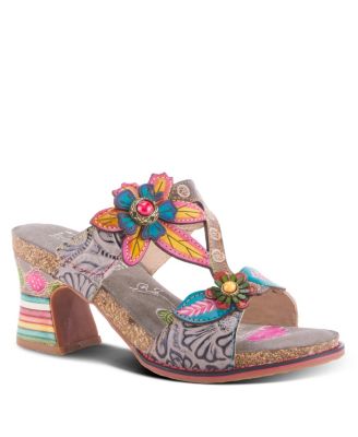 Women's Rossie Slide Sandal with Hand-Painted Leather