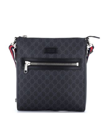 Medium Web Strap Front Zip Messenger Bag GG Coated Canvas