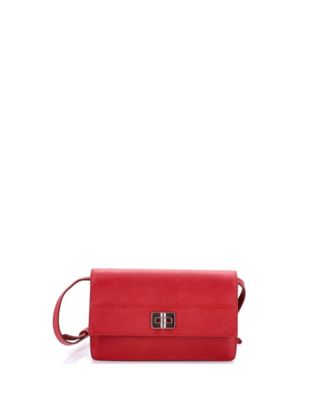 Small Turn Lock Wallet Crossbody Saffiano Leather