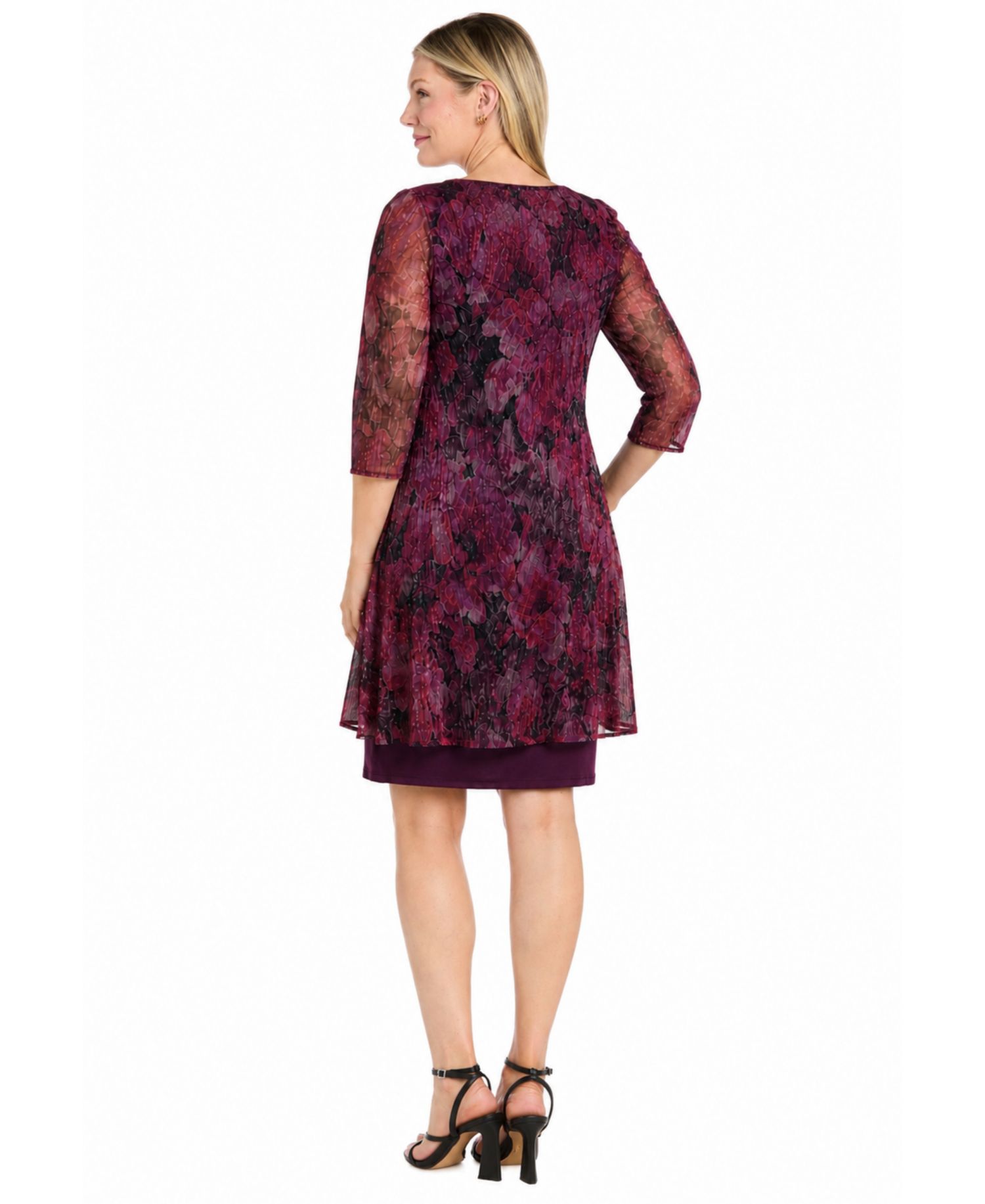 Women's Printed Puff-Sleeve Jacket & Dress Set