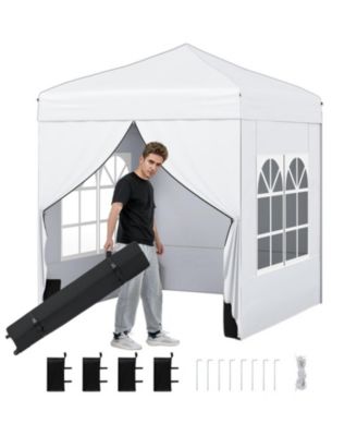 6.5 x 6.5 Feet Pop Up Canopy Tent with 4 Sidewalls and Wheeled Bag