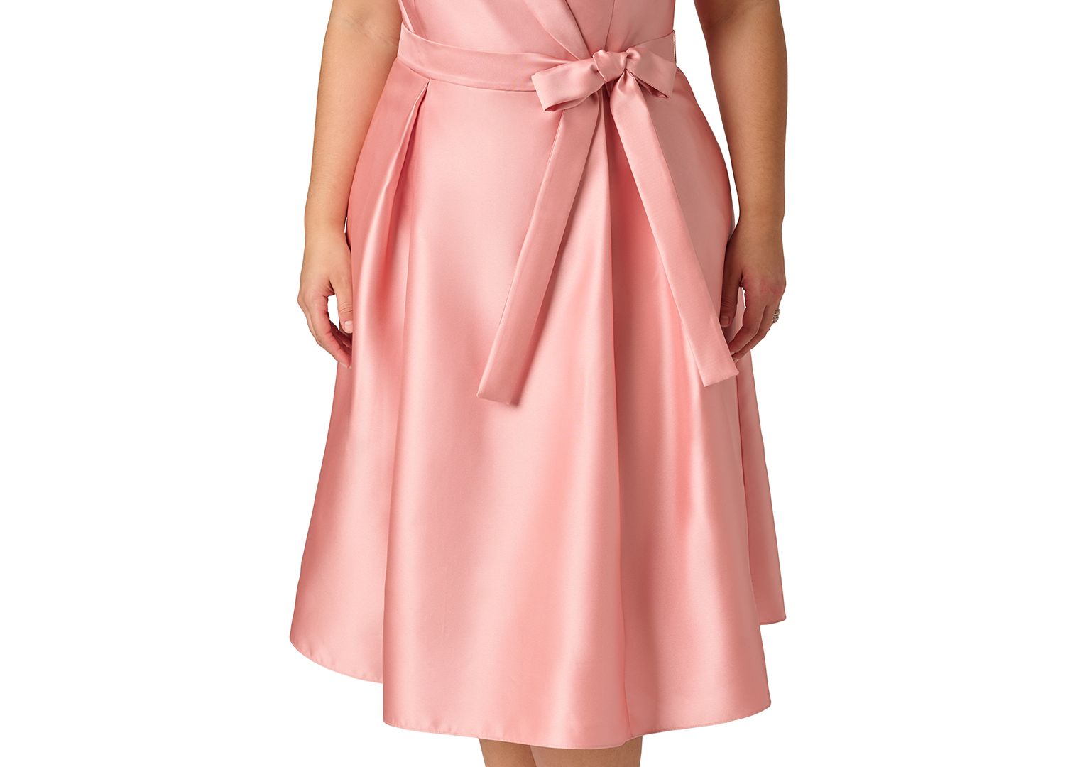 Plus Size Lapel Mikado Knee-Length Dress
