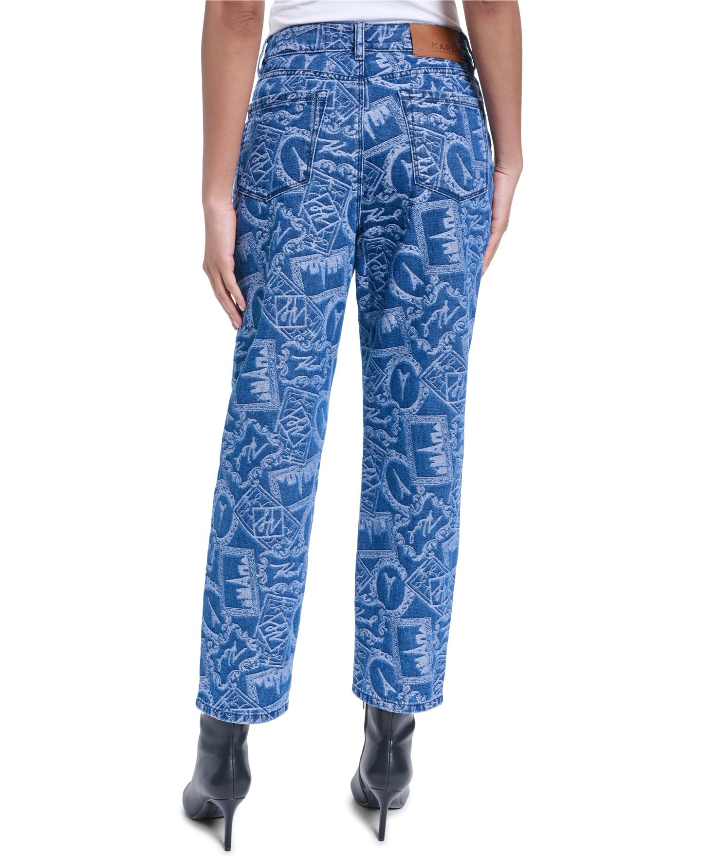 Женские брюки KARL LAGERFELD PARIS Printed Denim Pants, цвет: Средний индиго — фото 5