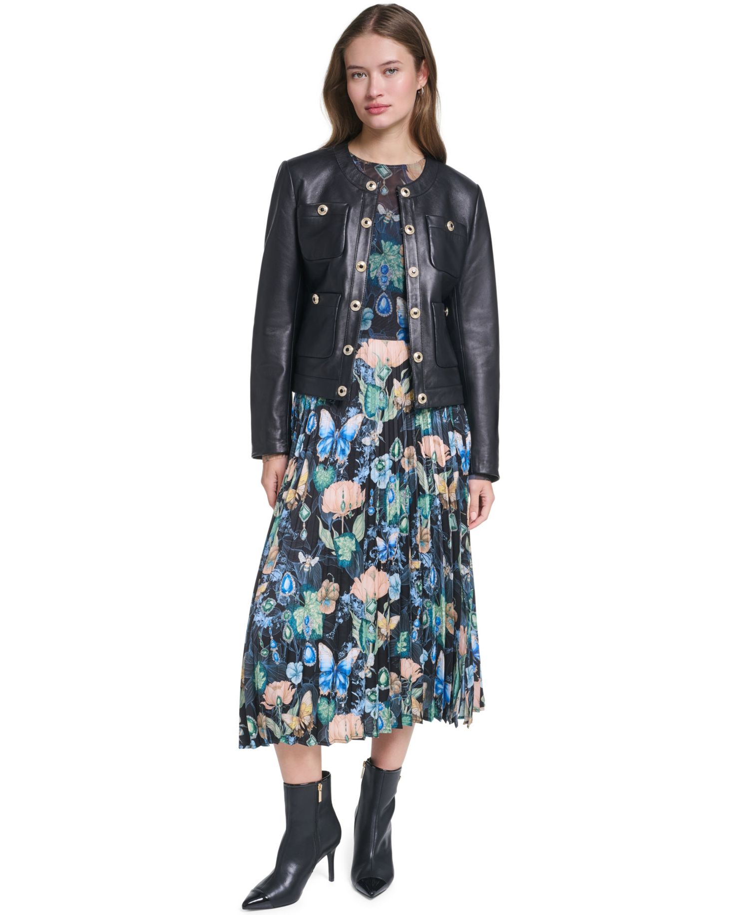Women's Leather Button-Front Jacket