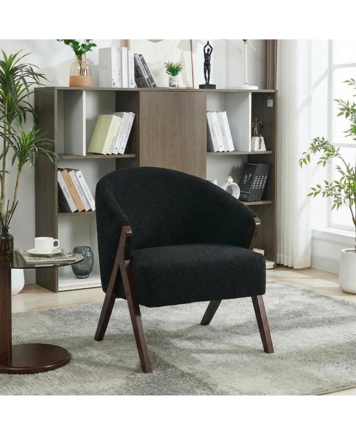 gaomon Mid Century Modern Accent Chair With Comfortable Upholstery, Premium Fabric, And Sturdy Wood Frame For Living Room Or Bedroom.