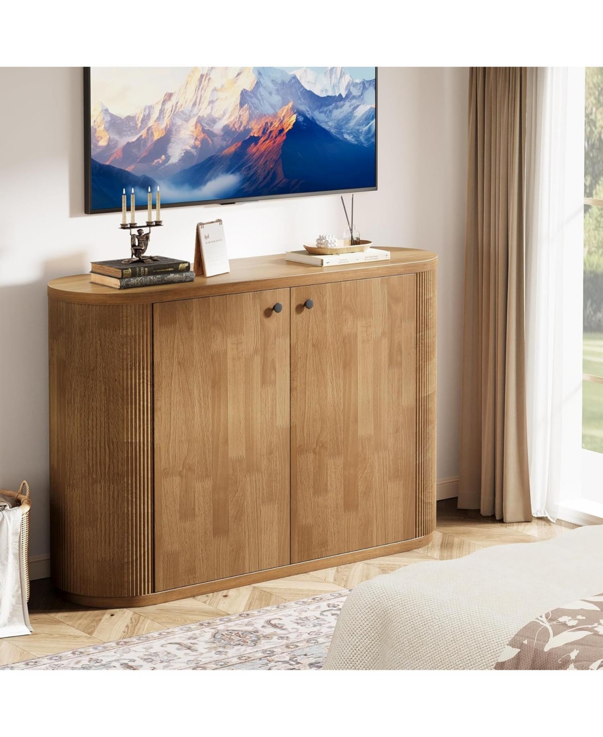 Tribesigns 47" Tv Stand for Tvs up to 55 Inches, Farmhouse Entertainment Center with Storage Cabinet, Wooden TV Media Console for Living Room, Bedroom