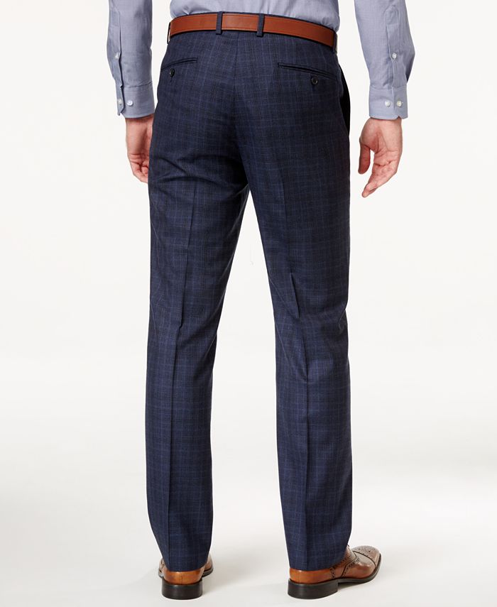 Ryan Seacrest Distinction Men's Modern Fit Blue Flannel Glen Plaid Suit ...