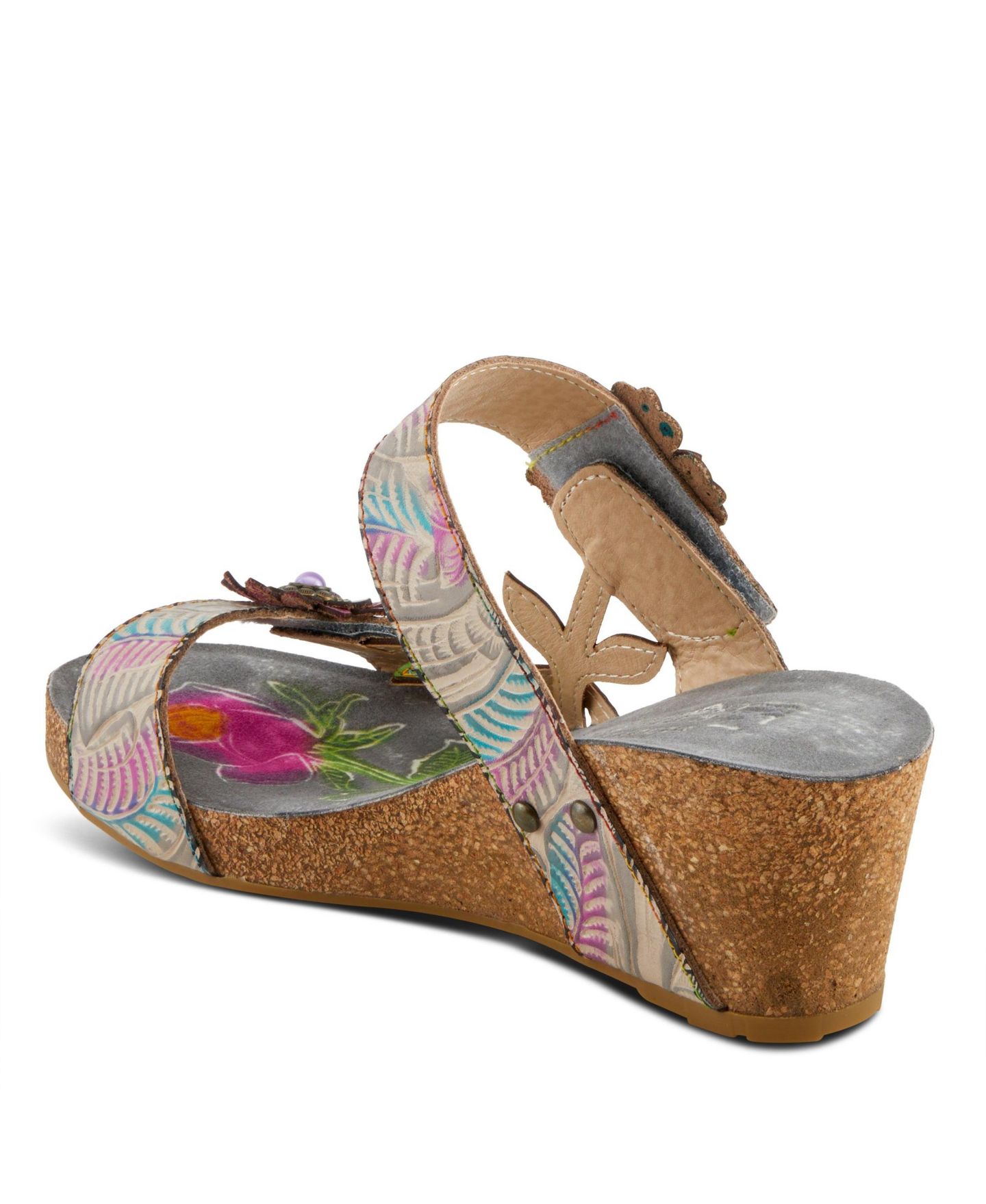Женские сандалии L'Artiste Spring Step Moai Slide with Leather Upper, цвет: Серый разноцветный — фото 7
