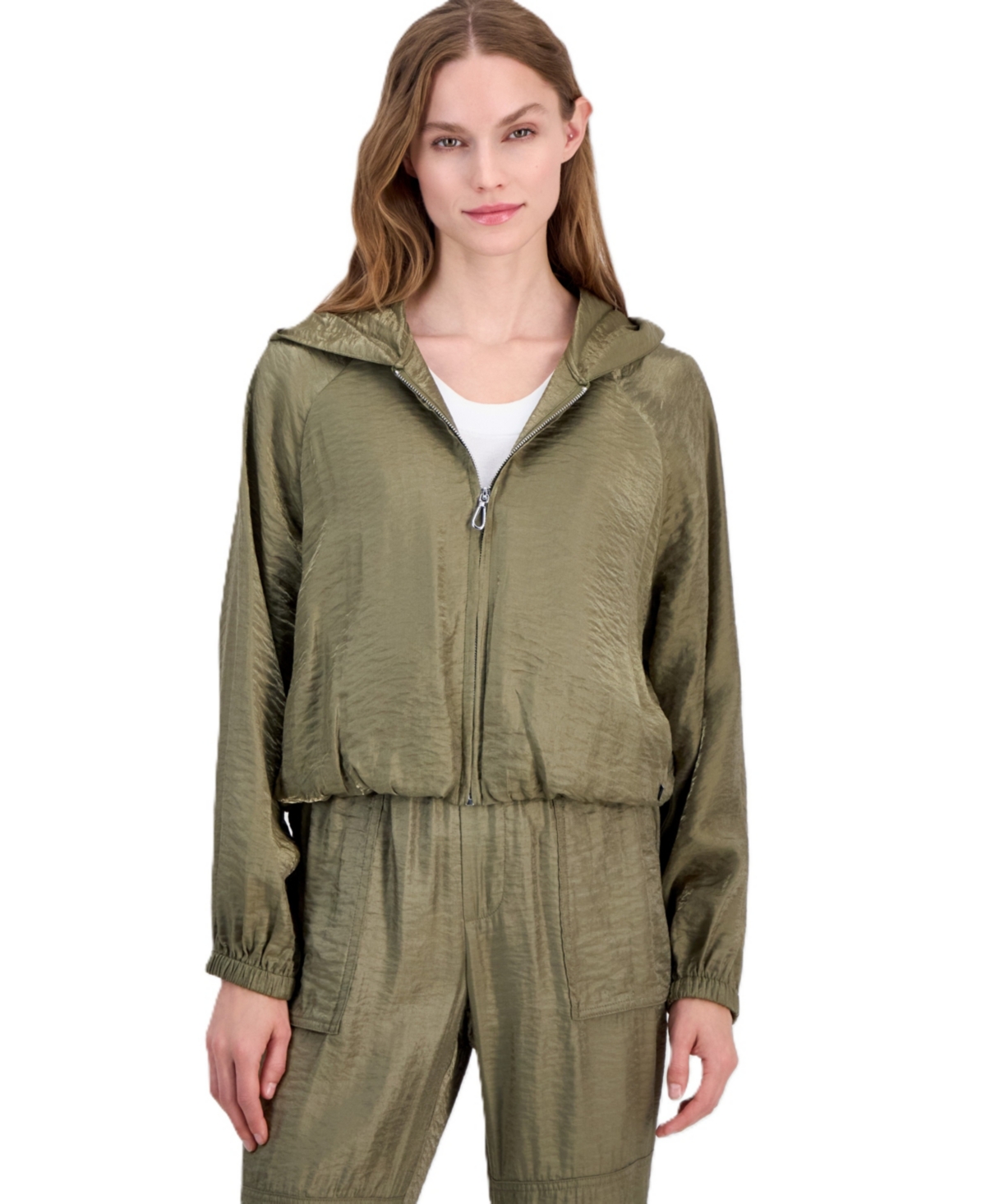 Nautica Women's Raglan Zip-front Hooded Sweatshirt