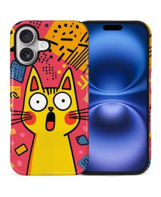 Case for iPhone 17, 2-in-1 Dual-Layer Shockproof Protection, Funny Cat Art Glossy Case