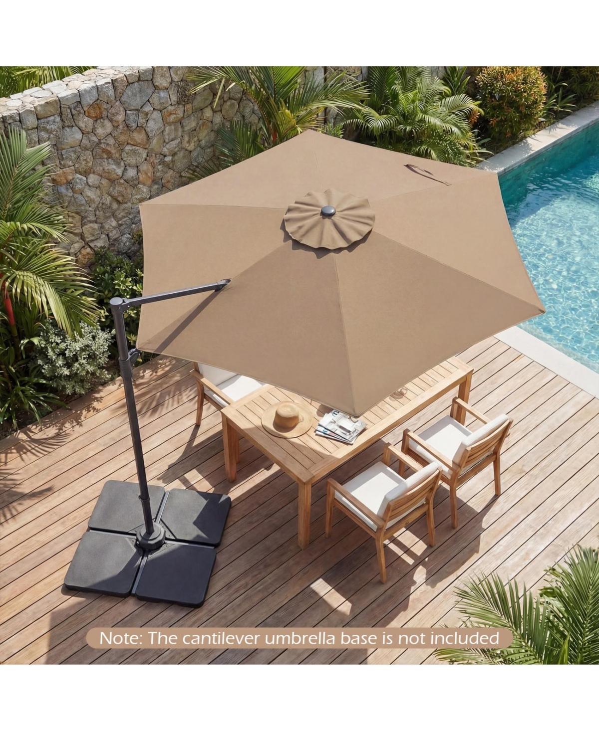 Sugift Offset Cantilever Patio Umbrella with 360 Rotation and Air Vent