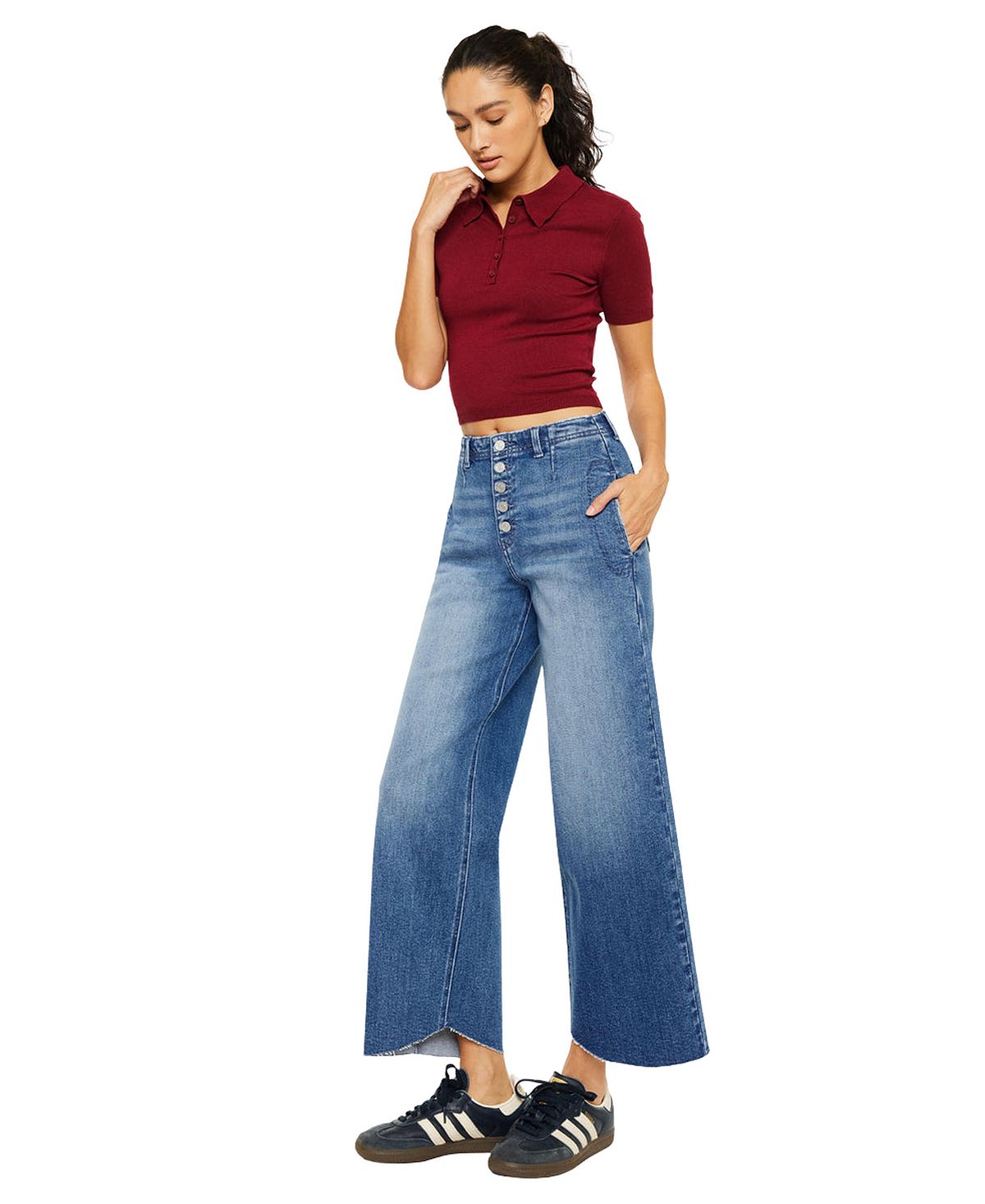 KanCan Women's Aliana High Rise Crop Wide-Leg Jeans view 7 — MAYCSS fashion products