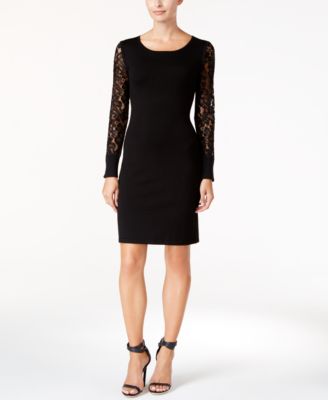 Calvin Klein - Lace-Sleeve Sweater Dress