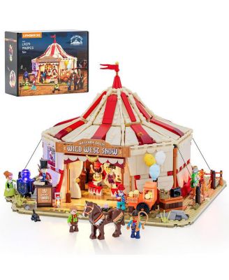 1962 Pcs 7 Built in Light Points Building Bricks Set Travelling Circus The Wild West Show Display Set For Adults Teens or West Lovers