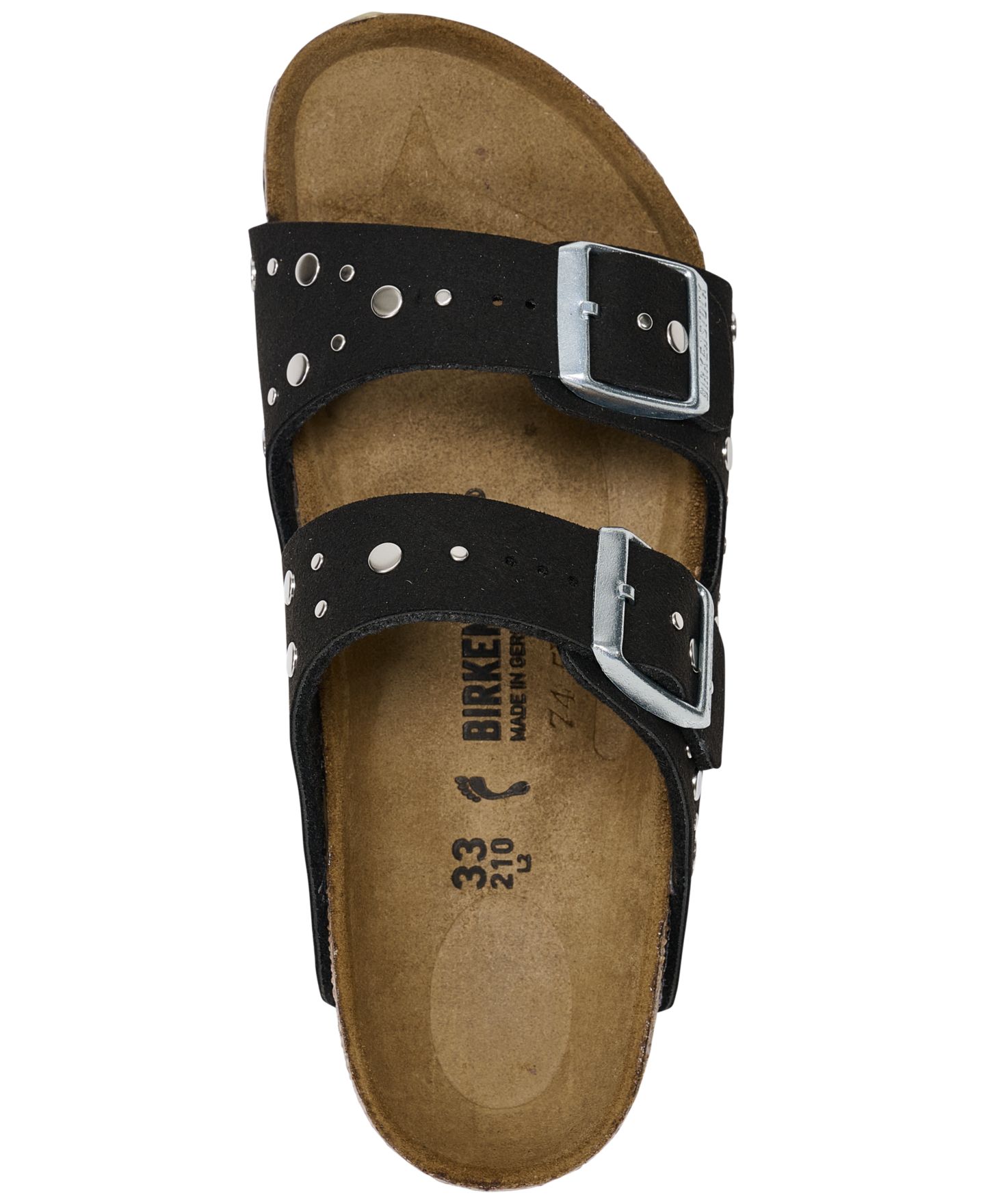 Сандалии Birkenstock Arizona Rivets Sandals from Finish Line для девочек, цвет: Мягкий чёрный — фото 4
