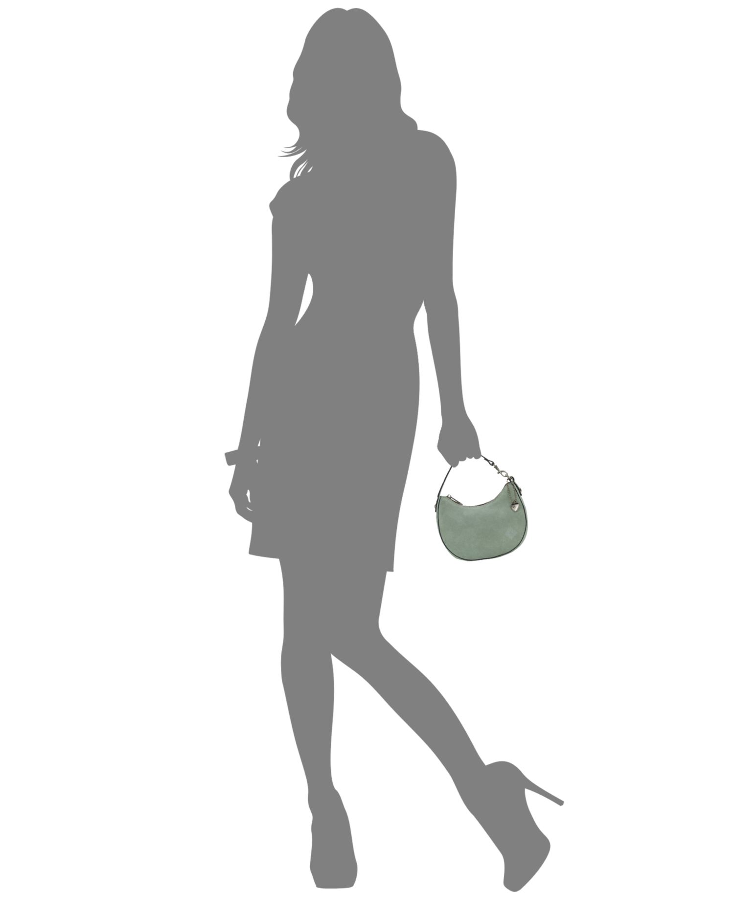 Morgana Mini Suede Heart Charm Shoulder Handbag