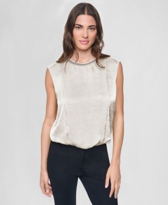 Women's Crinkle-Texture Chain-Neck Top