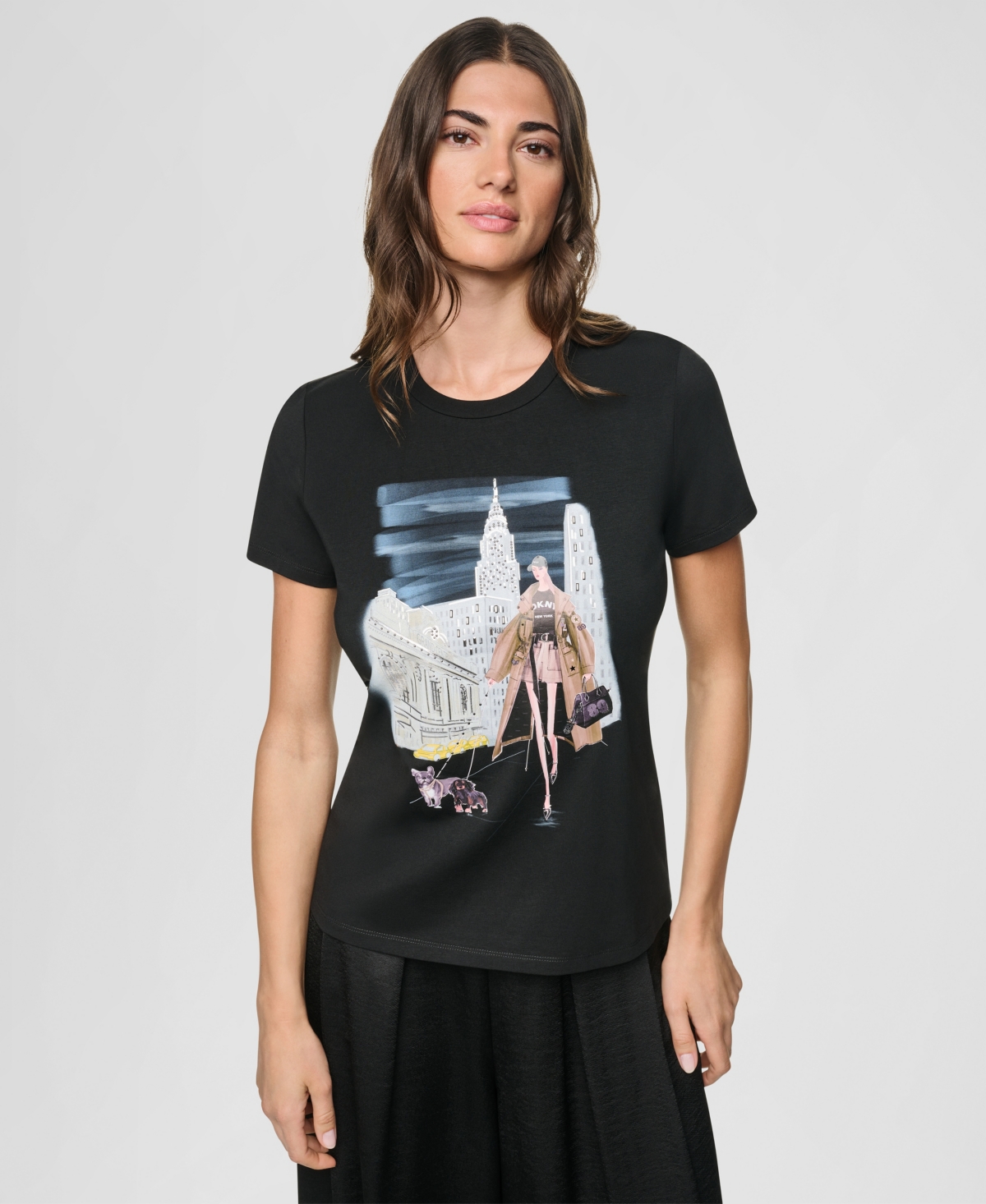 Dkny Women's Midtown Dog Walker Graphic Short-Sleeve T-Shirt