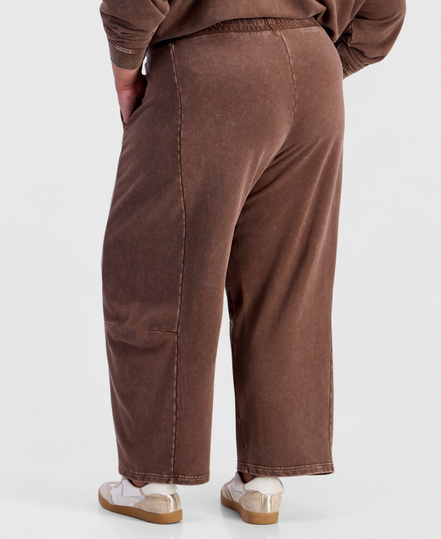 Женские брюки And Now This Plus Size Fleece High-Rise Drawstring, цвет: Тёплый сиена — фото 4