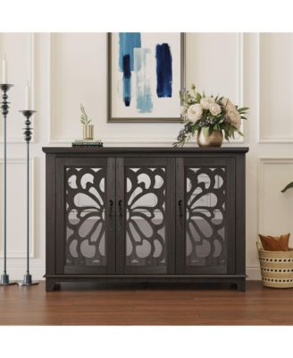 Buffet Cabinet with 3 Mirrored Doors, 49.33'' Wide Storage Cabinet with Adjustable Shelves
