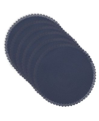 Chantilly 15" Round Woven Placemats Set of 6 - Durable, Reversible and Non-Slip Table Mats