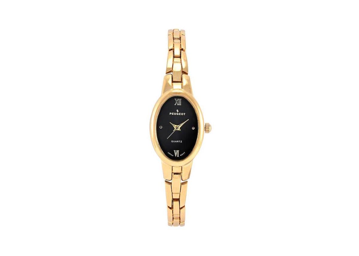 Peugeot Women's 14K -Plated Dial 30x25mm Oval Dial Link Bracelet Watch