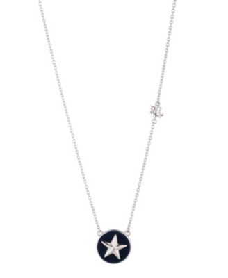Sterling Silver Navy Enamel Star Charm Necklace