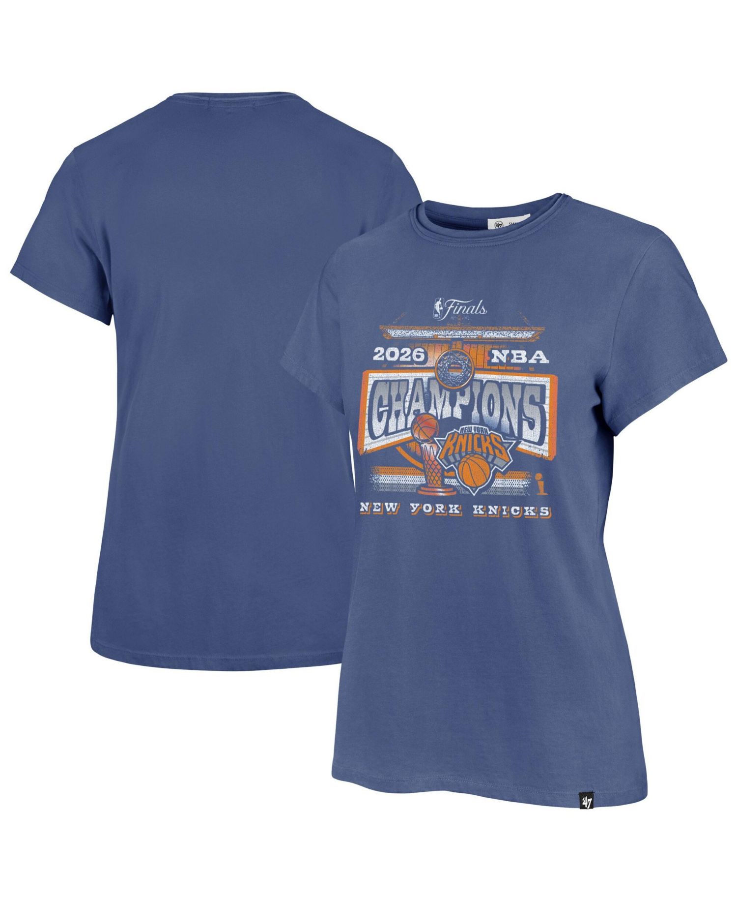 Women's Blue New York Knicks 2026 NBA Finals Champions Frankie T-Shirt