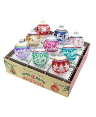 Vivid Vintage Signature Flocked Rounds Ornaments, Set of 9