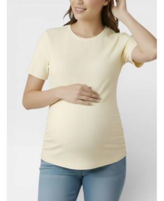 Women's Crew Neck Side-Ruched Maternity Short Sleeve Top