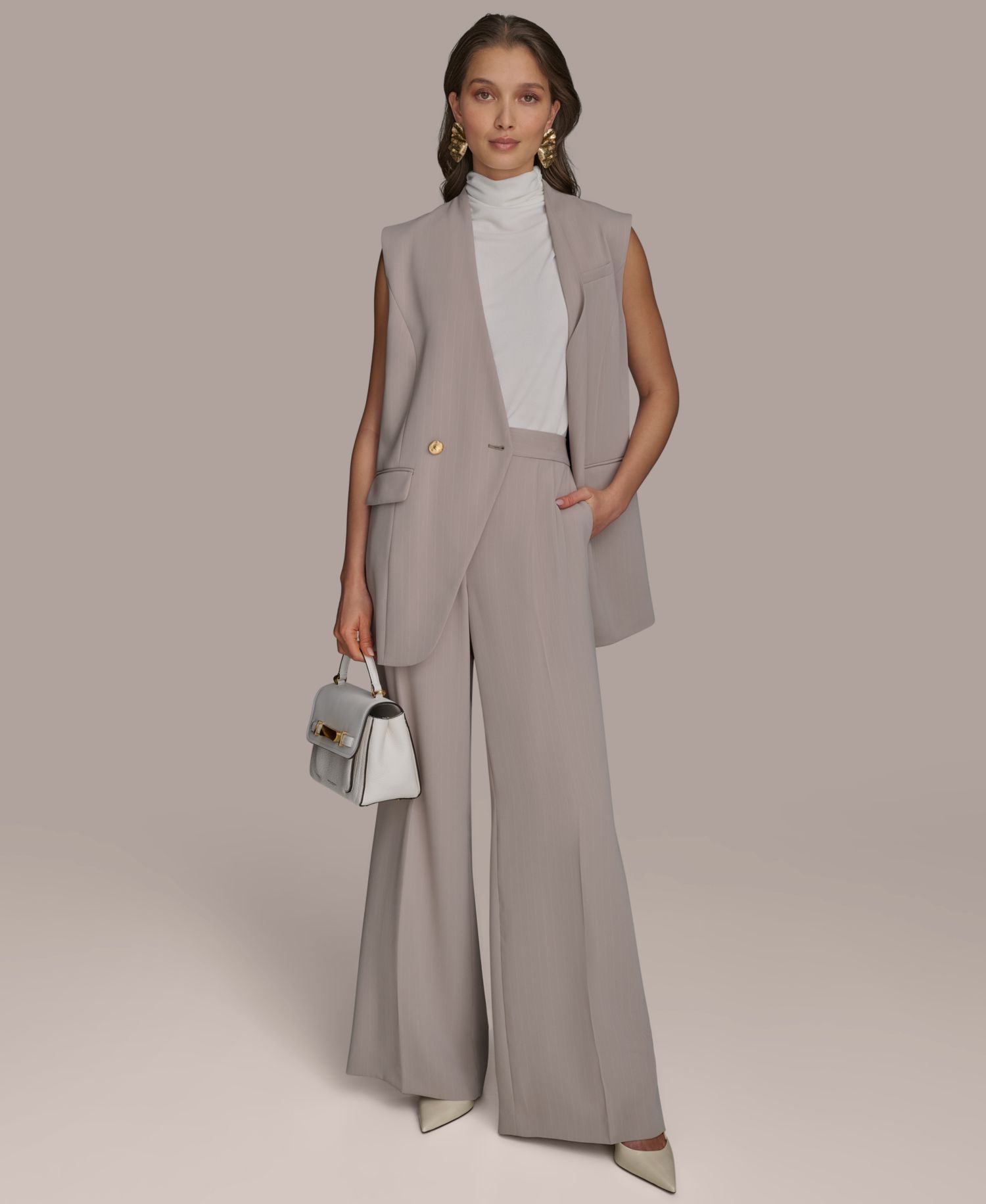 Petite V-Neck One-Button Vest